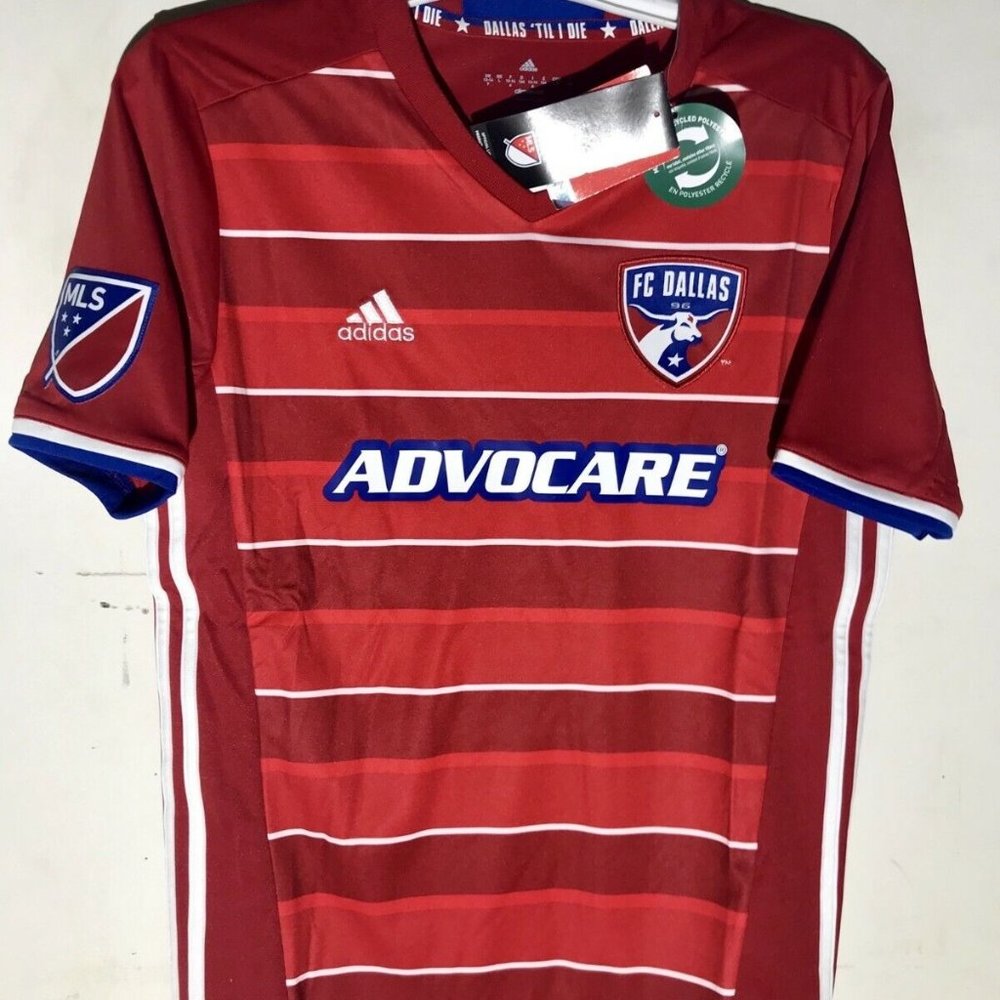 Adidas MLS FC DALLAS Red Youth JERSEY Sz L or XL New w tags